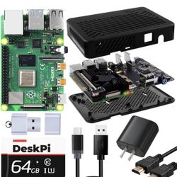 GeeekPi Raspberry Pi 4 4GB Kit - 64GB Edition, DeskPi Lite Raspberry Pi 4 Case with Power Button/Heatsink/PWM Fan, Raspberry Pi 4 Power Supply for Ras