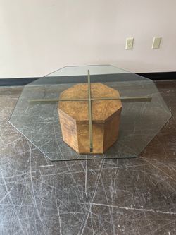 Lane Furniture Hexagon MCM Glass Top Coffee Table
