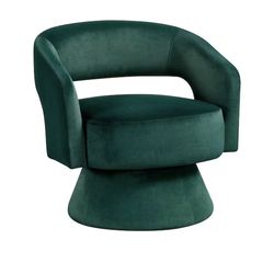 Lazzara Laurie Green Velvet Upholstery Swivel Arm Chair
