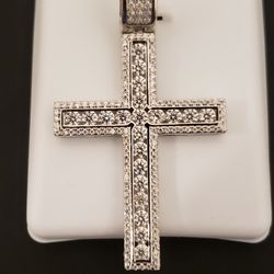 Sterling Silver Cross Mossainite Pendant 