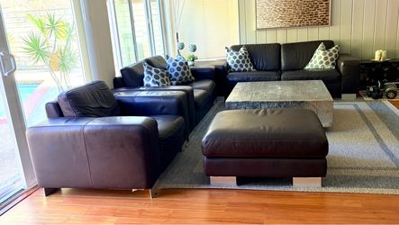 JH Hicolity Nicoletti made  in Italy 4 piece sofa set top grain genuine leather