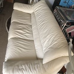 Monaco Pearl White Leather Couch With Matching Loveseat