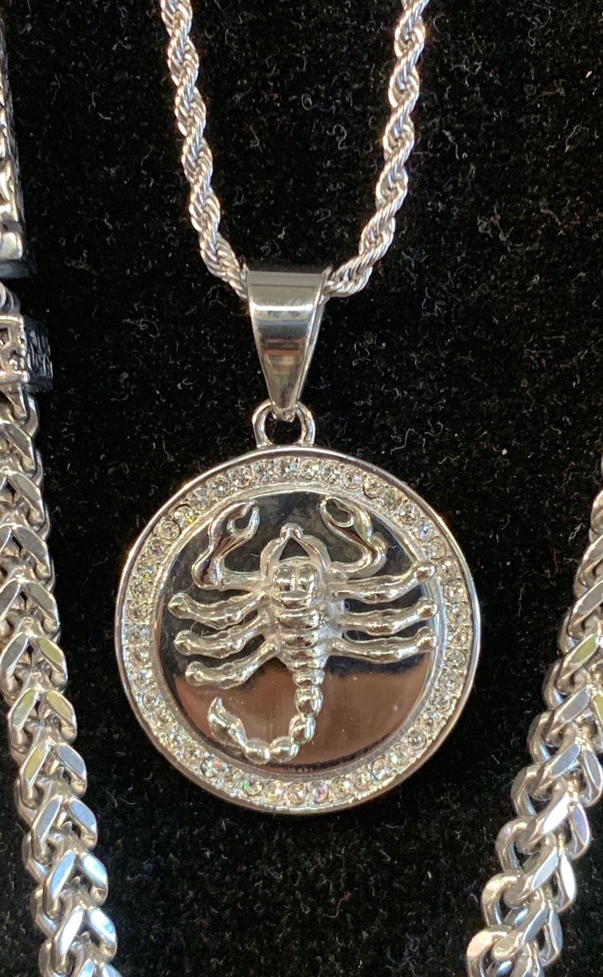 Stainless Steel Rope Chain and Scorpion Charm