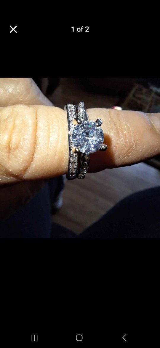 Channel Engagement Ring Set. Sz 8