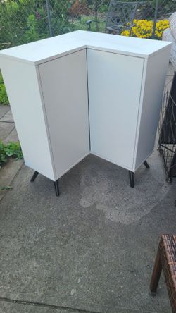White Corner Cabinet with Doors