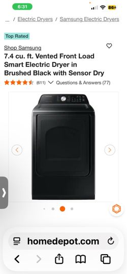 Samsung 7.4 cu. ft. Electric Dryer/Washer Brushed Black