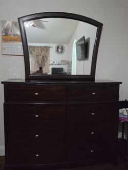 Dark Wood Dresser with Mirror