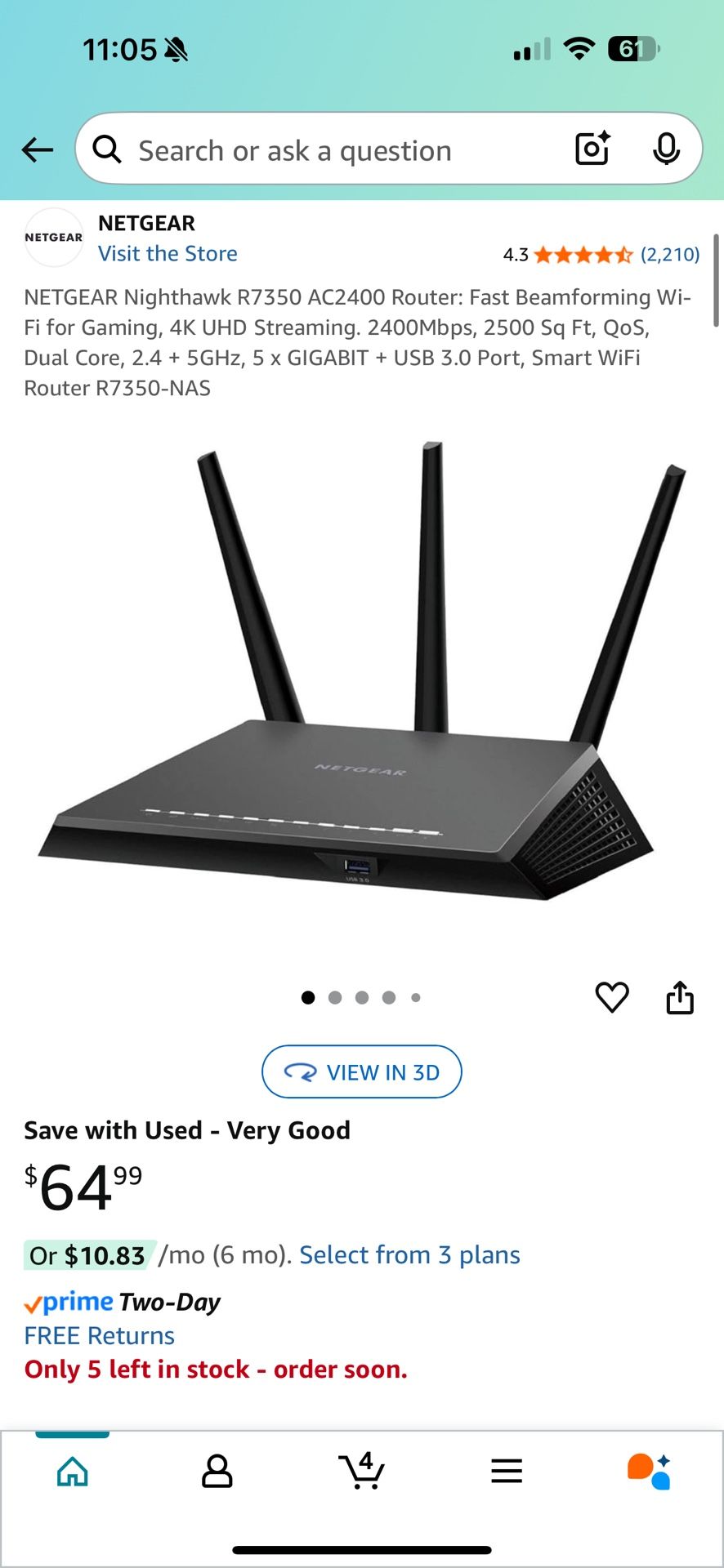NETGEAR Nighthawk R7350 AC2400 Route