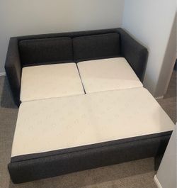 Cliff Grey Fabric 72" Queen Convertible Futon Foam Sleeper Sofa Bed | Track Arms