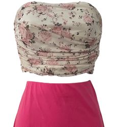 Adorable Floral Crop Tube Top Size S