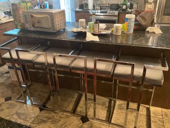 Silver  Barstools Set