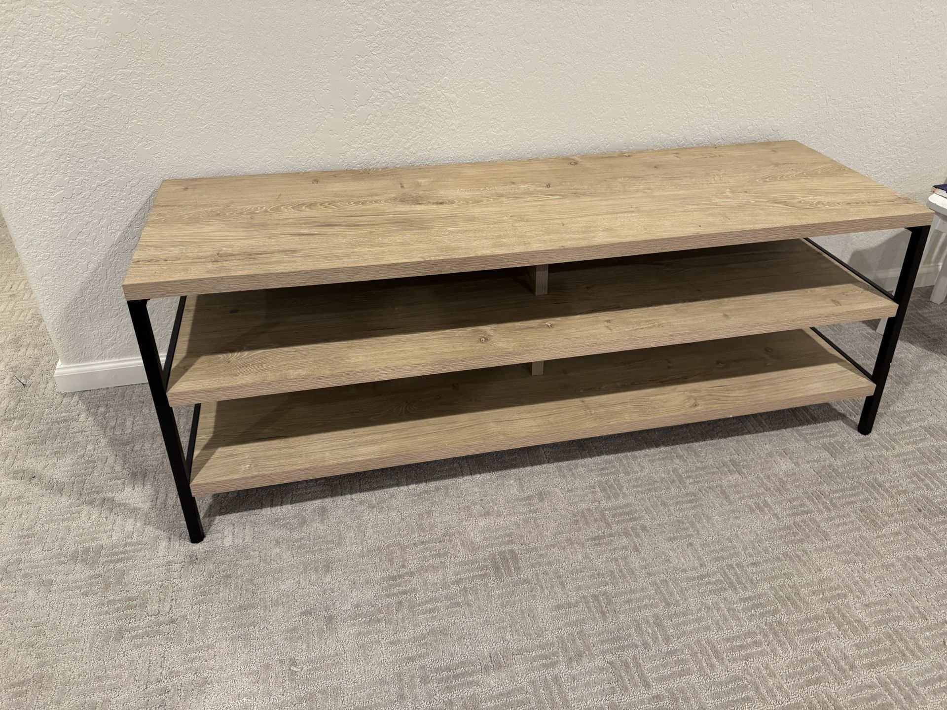 Wooden TV Stand With Shelves