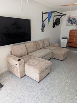 LIKE NEW Modular Sectional Sofa w/ Pull-Out Sleeper & Storage Chaise