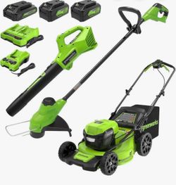 Greenworks 48V 21” Cordless Mower + Blower + Trimmer Combo – New