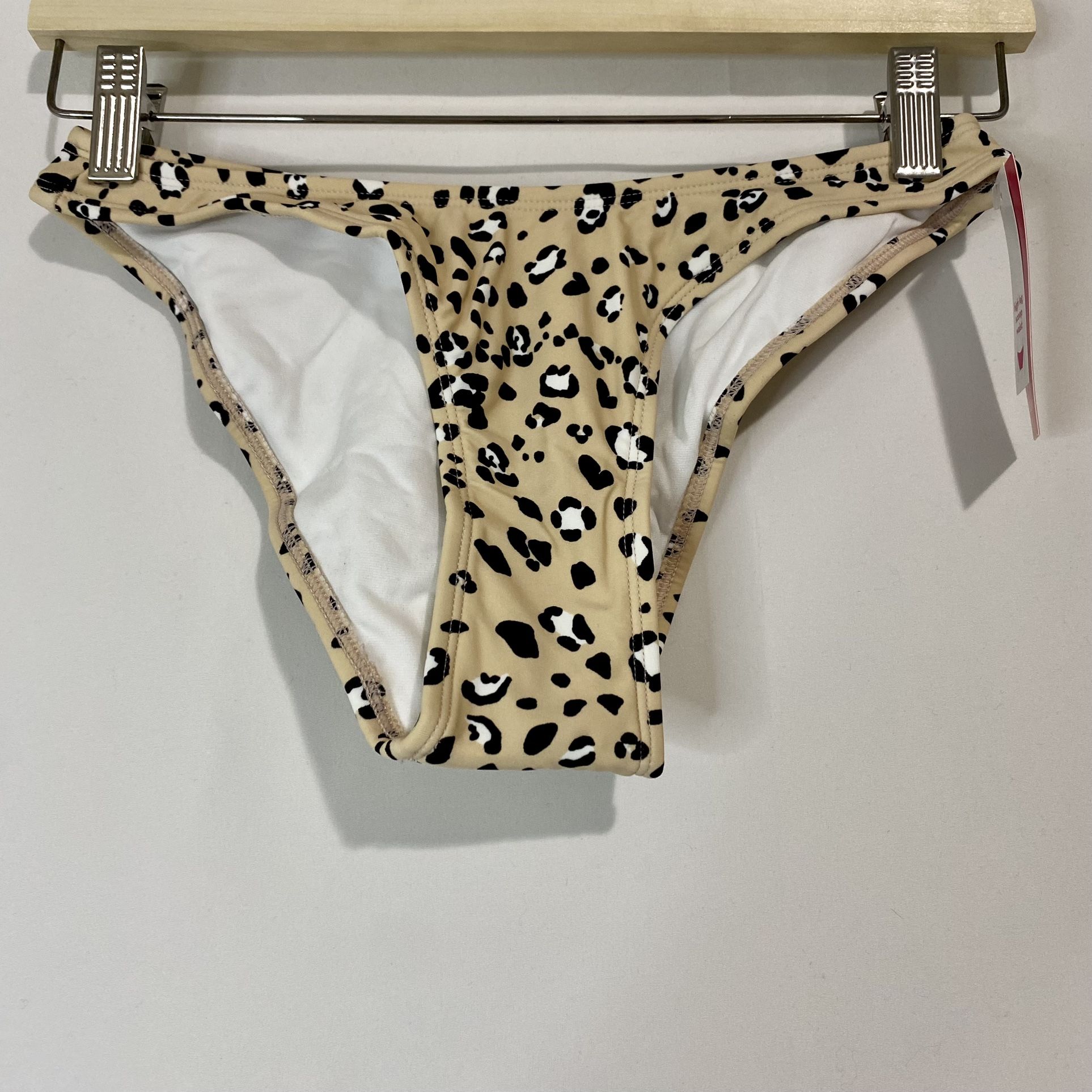 Xhilaration Women’s High Leg Scoop Waist Bikini Swim Bottom Tan Animal Print NWT