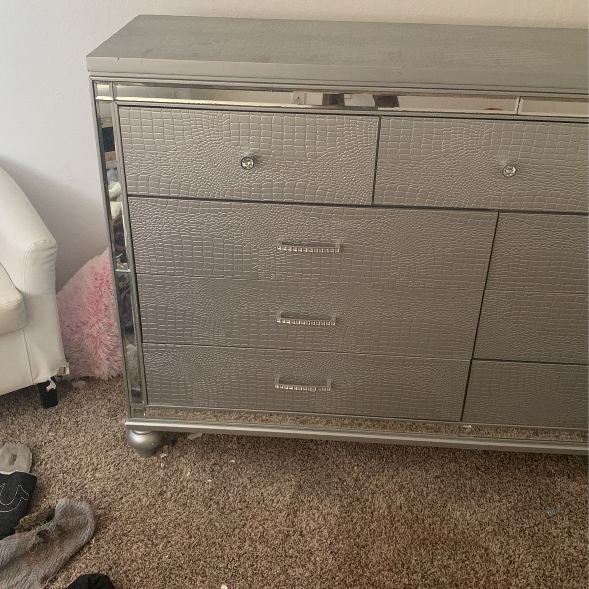 9 Drawer Silver Dresser
