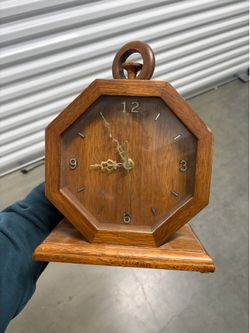 Vintage Octagonal Wooden Table Clock