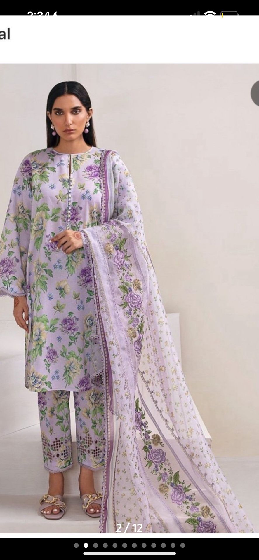New 3 Piece Pakistani Dress Baroque Lawn Cl
