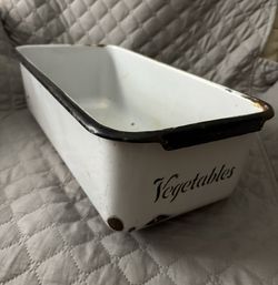 Vintage Porcelain Vegetable Refrigerator Bin