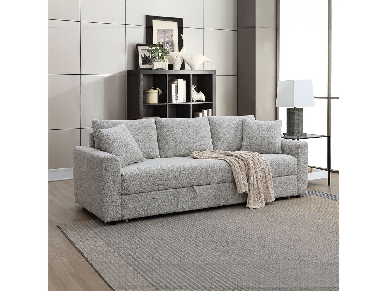 Connie Beige Boucle Sofa w/Sleeper