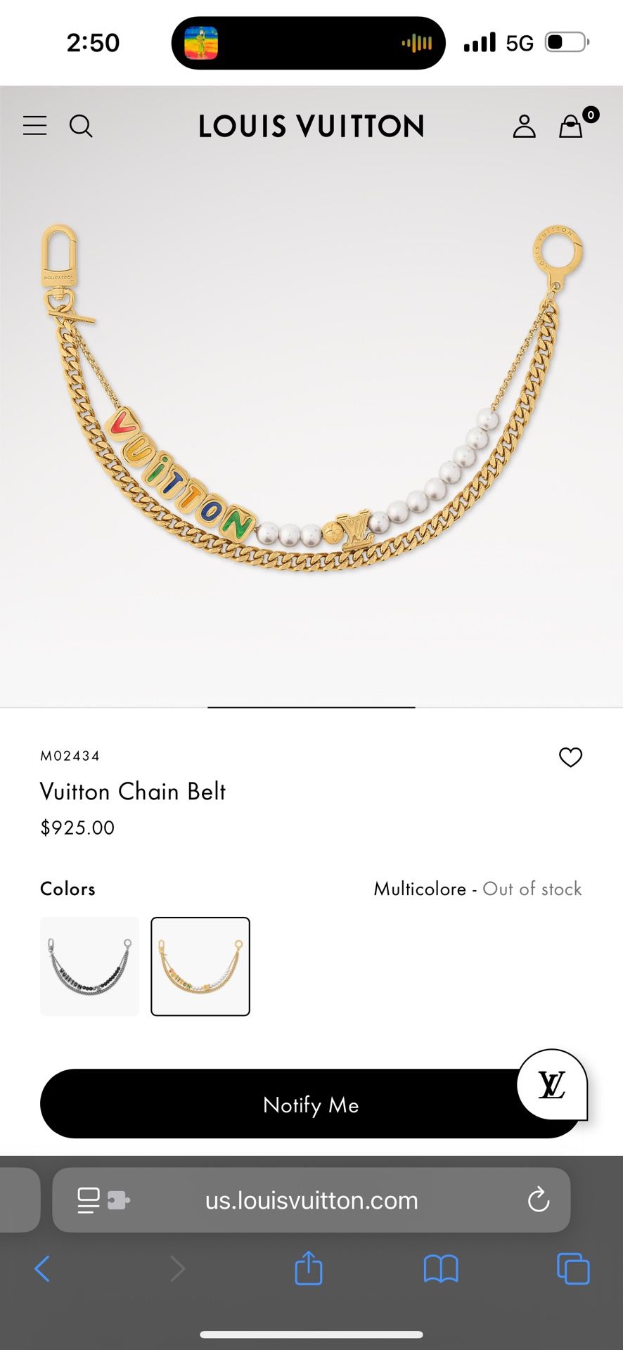 Louis Vuitton Belt Chain