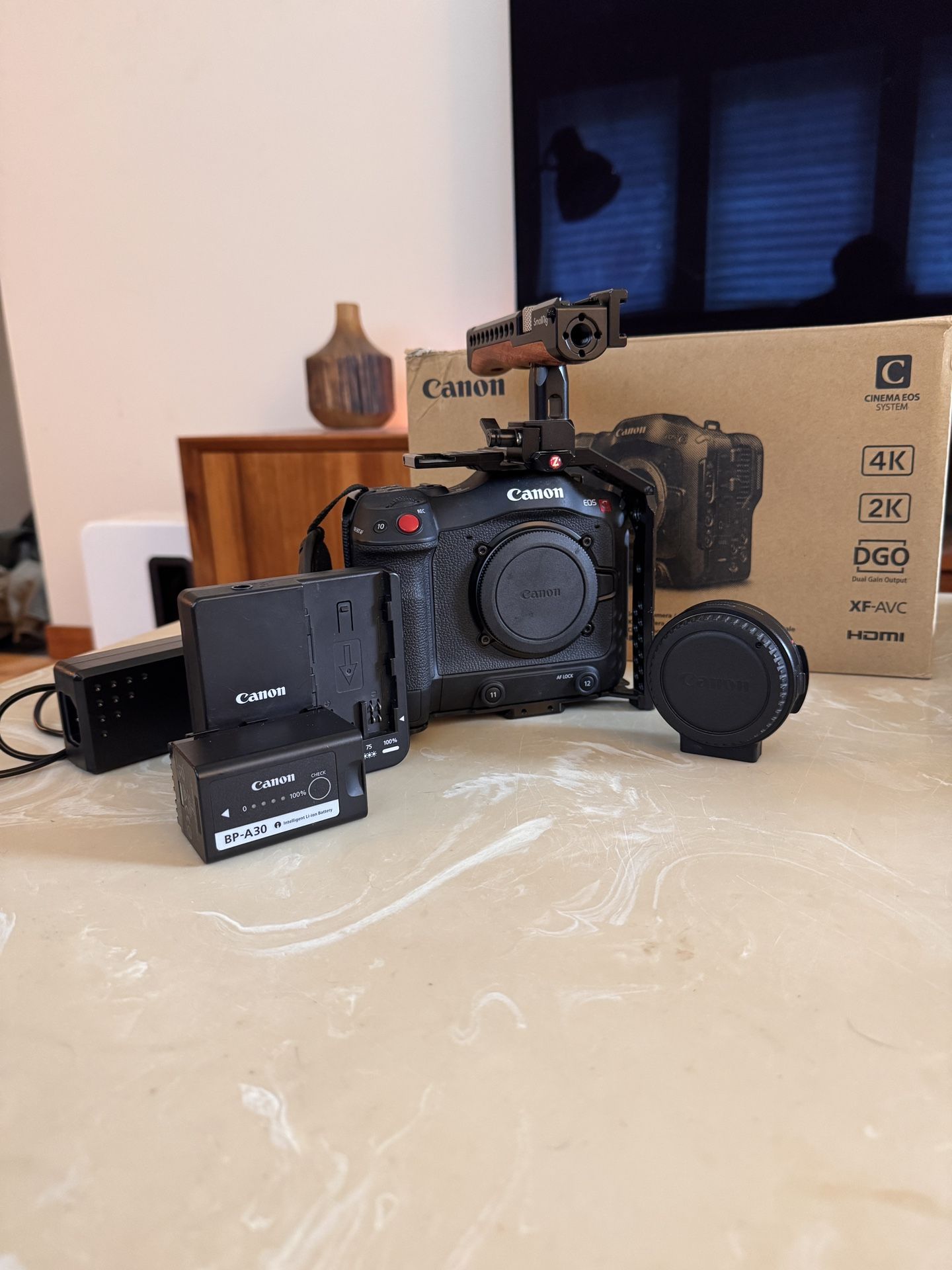 Canon C70 Cinema Camera + Metabones Speed Booster + SmallRig Cage (160 Hours)