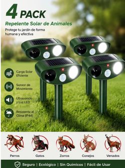 Solar-Powered Ultrasonic Animal Repeller – 4Pack