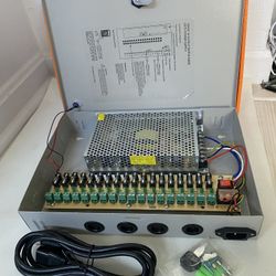 DC 12V 20 Amp 18 Channel/Port Power Supply Box Distribution for Security Cameras, IP CCTV DVR Surveillance System