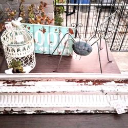 VINTAGE WOOD AND METAL WALL LEDGE