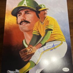 Oakland A’s Rollie Fingers Signed 11 X 14 Flat Photo With Hall Of Fame Inscription