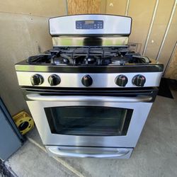 GE gas stove 5 burners stainless st  30”