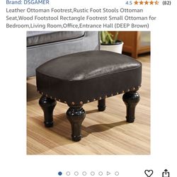 Brown Leather Foot Stool 