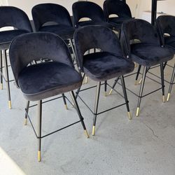 Black Velvet Counter Stools (set of 4)