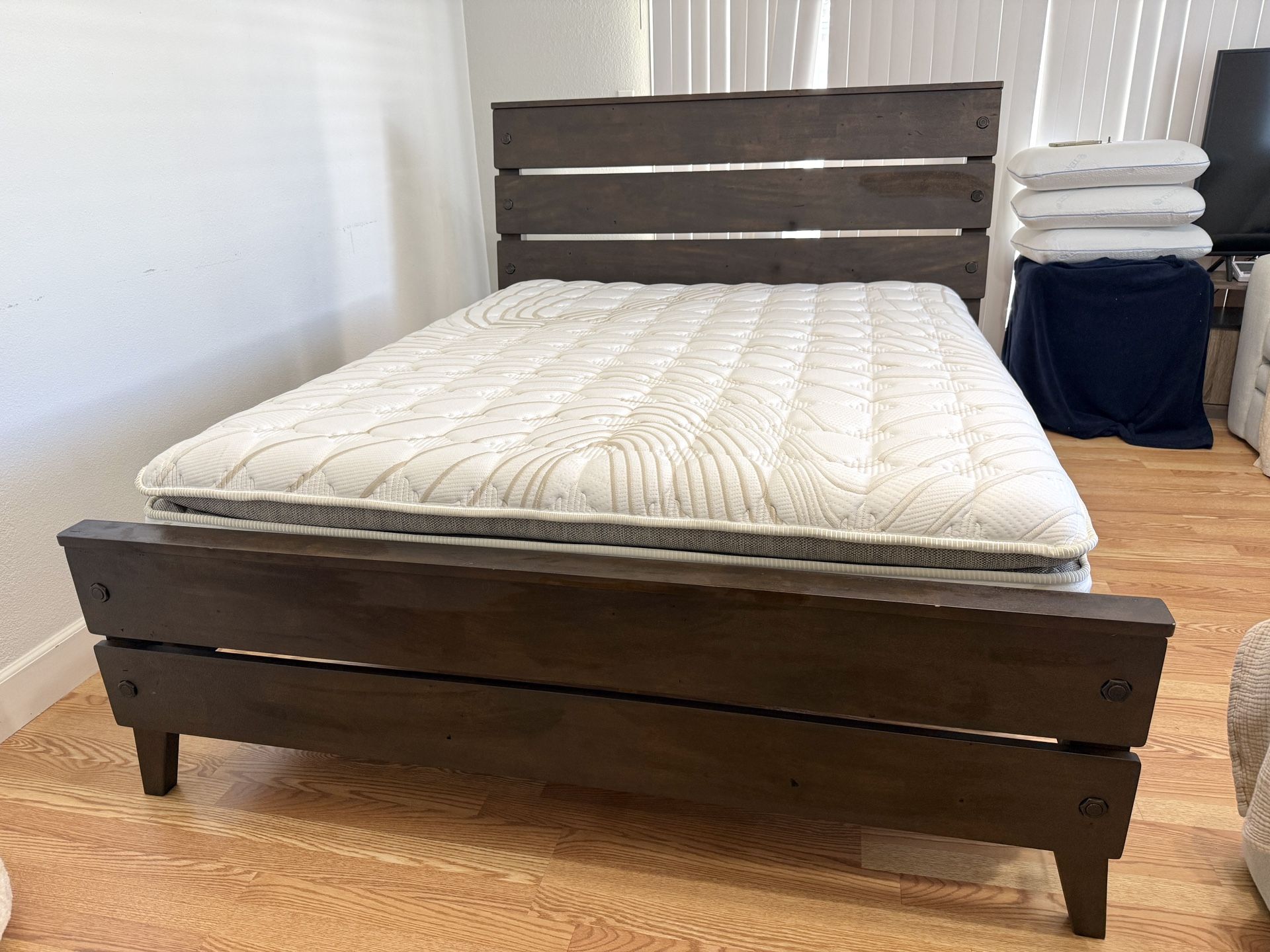 Queen Size Bed Frame and Mattress 