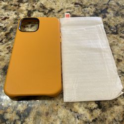 mangotek for iphone 12 pro case Yellow leather Temporary glass 