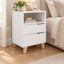 White Nightstand / Bedside Table – New