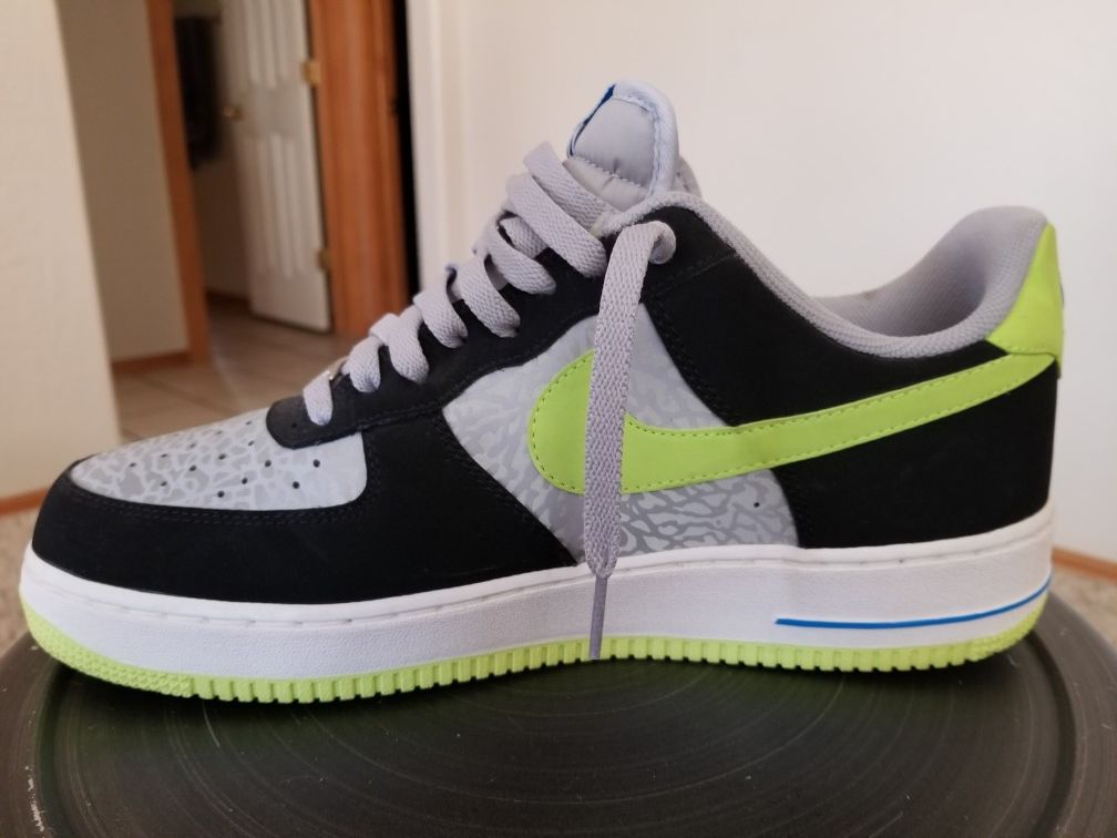 Nike Air Force 1 Reflective Silver/Black/Volt Men Size12