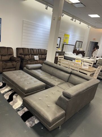 GREY OR BLACK MODERN ADJUSTABLE SECTIONAL! HEADRESTS! DELIVERY TODAY. ZERO DOWN!