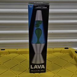 Lava Lamp Color Blue Lamp, Green Liquid.