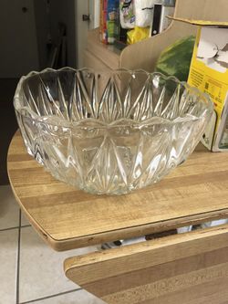 Glass punch bowl with cups