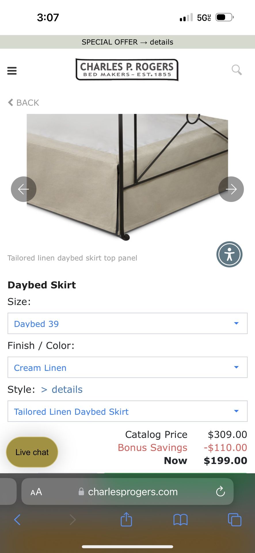 Charles P. Rogers Twin Size Bed Skirt