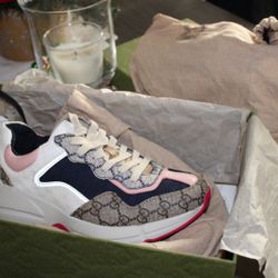 Shop Gucci Rhyton Mixed Media Sneakers