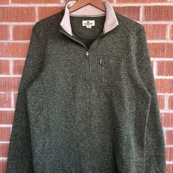 Woolrich Men’s Quarter Zip Fleece Pullover Sweater Forest Green Size M