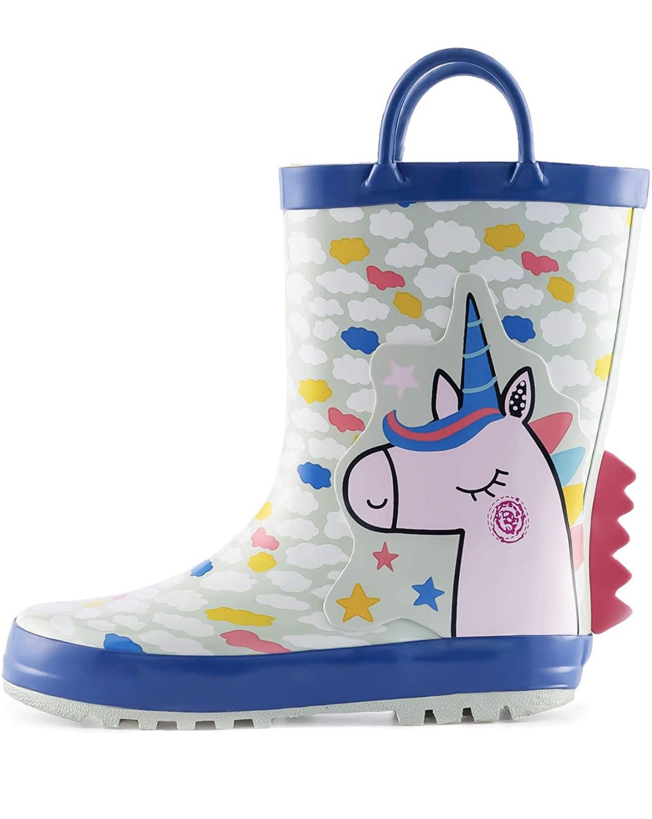 Kids Girl Rain Boots, Waterproof Rubber Printed with Handles