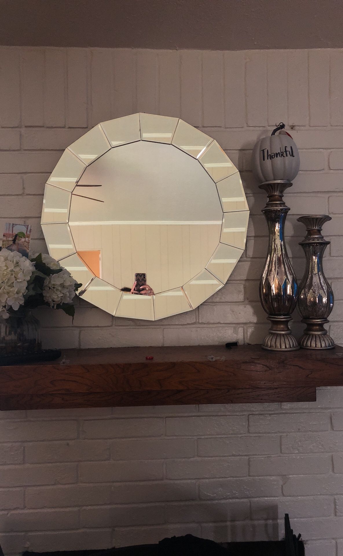 Wall mirror and candle holders