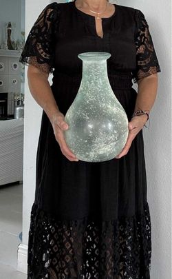 Large Seafoam Green Speckled Glass Vase