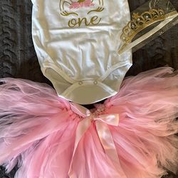 One year party tutu set girl