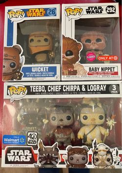 Funko Pop! Star Wars Ewok Collection: Wicket, Baby Nippet, Teebo, Chief Chirpa & Logray