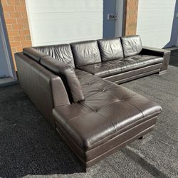 Dark Brown P-leather, L-Shaped Sectional Couch! - FREE Curbside Delivery 