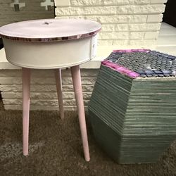 Set of 2 side table one is round shape and other is hexagon shape